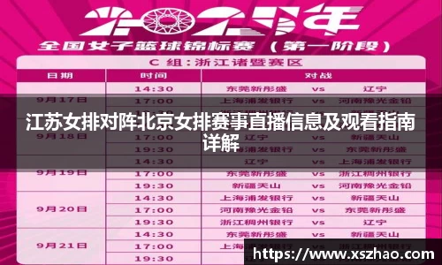 william威廉中文官网江苏女排对阵北京女排赛事直播信息及观看指南详解